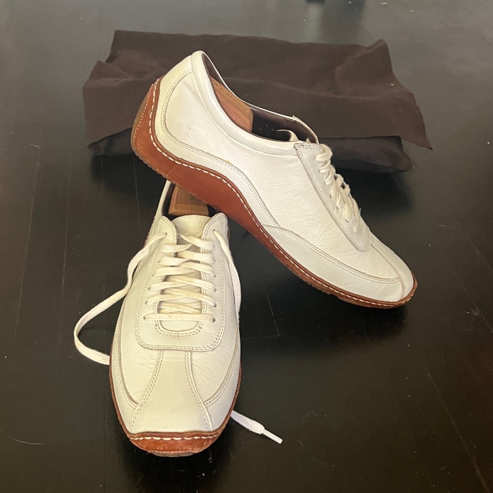 Cole Hana White Leather Lace-up Driving Shoes size 9.5